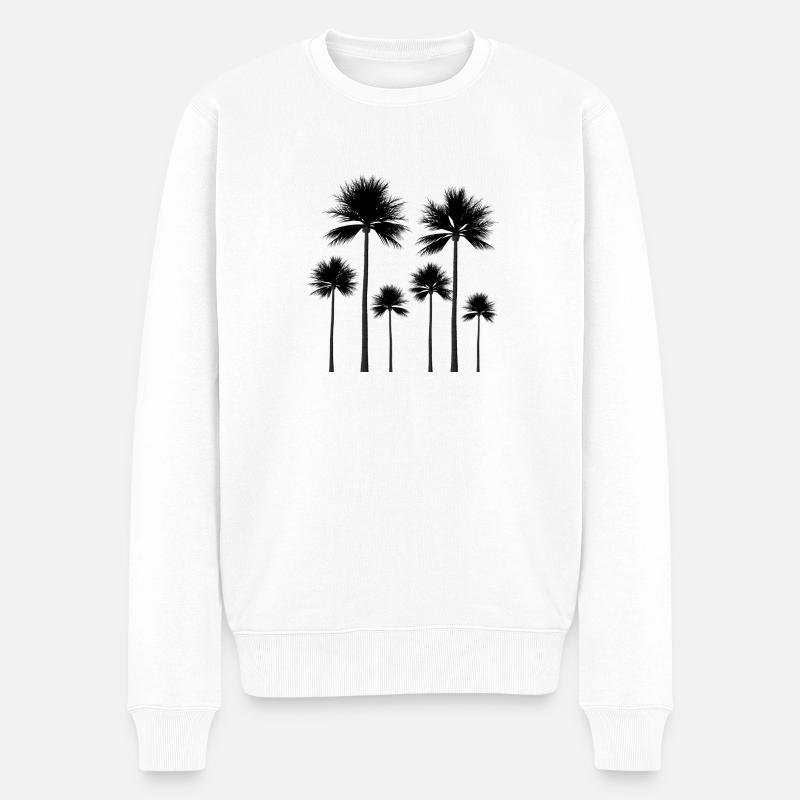 Palmen Silhouette Sommer Geschenk - Männer Premium Bio Pullover - Weiß