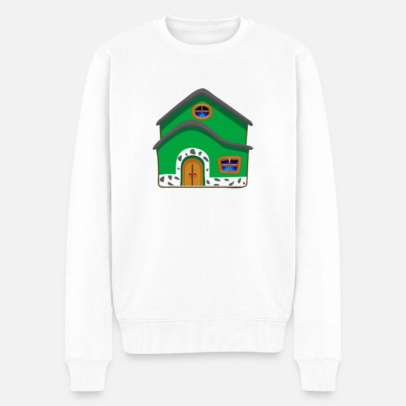 building house homes architektur haus gebaeude84 - Männer Premium Bio Pullover - Weiß