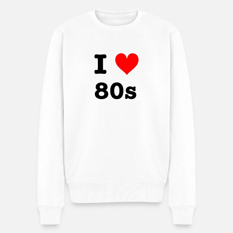 I love 80s - Männer Premium Bio Pullover - Weiß