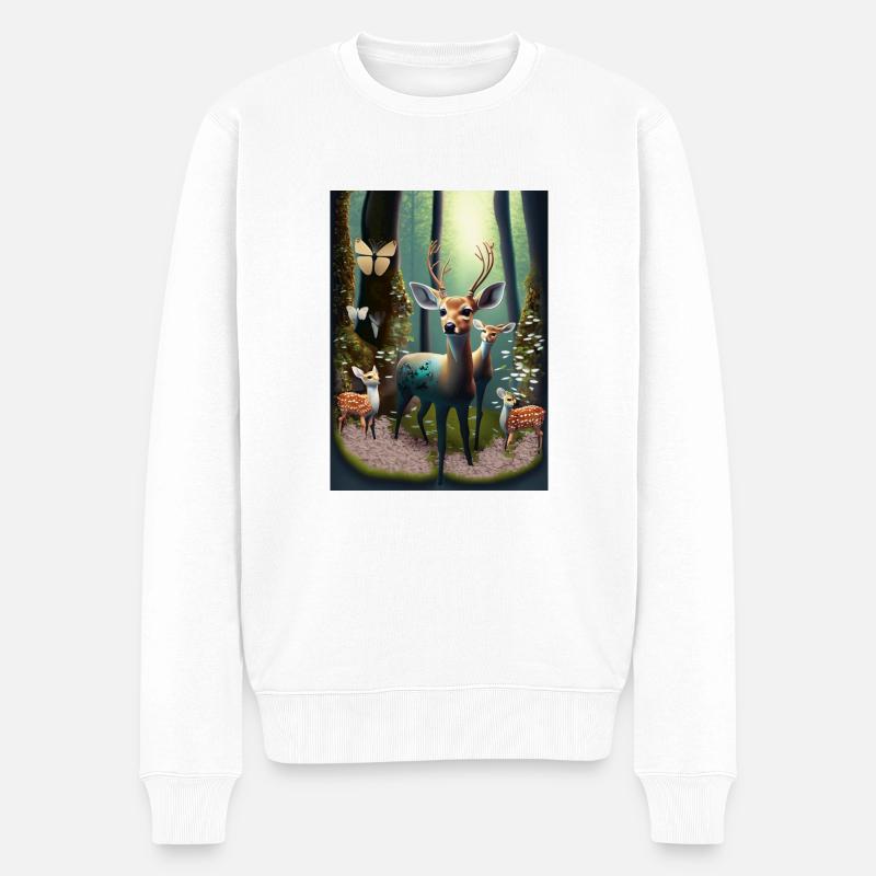 Rehkitze mit Schmetterlinge - Männer Premium Bio Pullover - Weiß