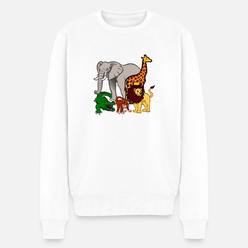 Afrika Tiere - Männer Premium Bio Pullover - Weiß