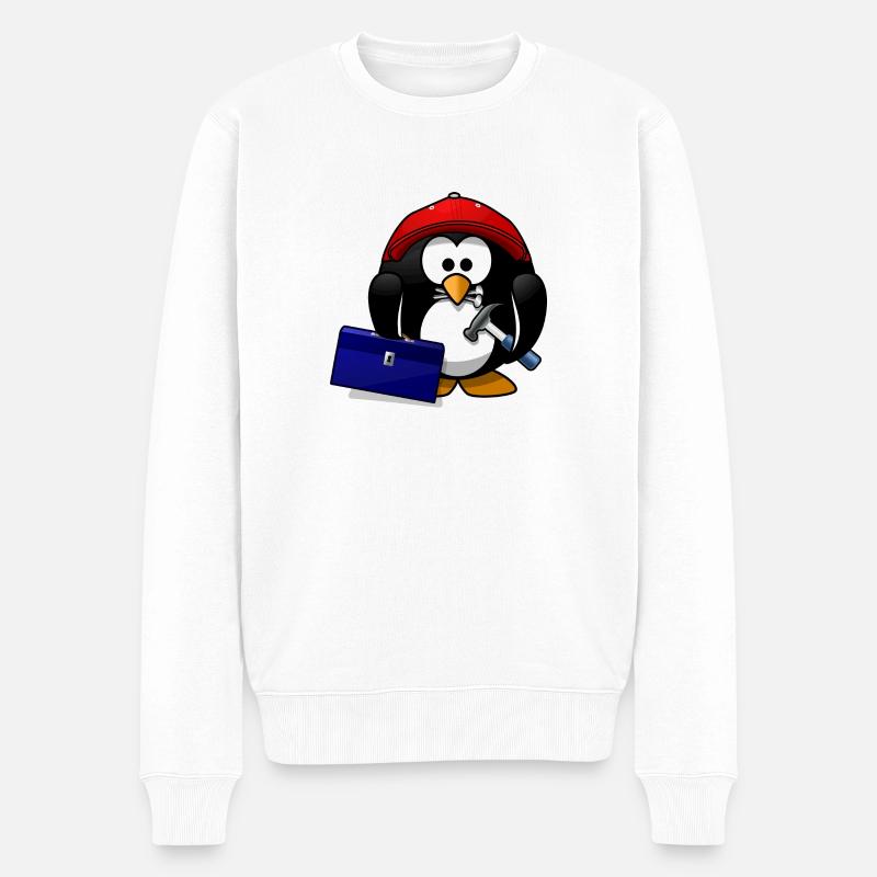 Handwerker Pinguin - Männer Premium Bio Pullover - Weiß