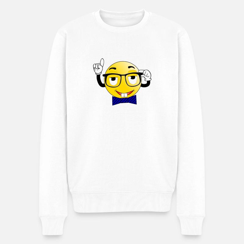 Smiley - Männer Premium Bio Pullover - Weiß