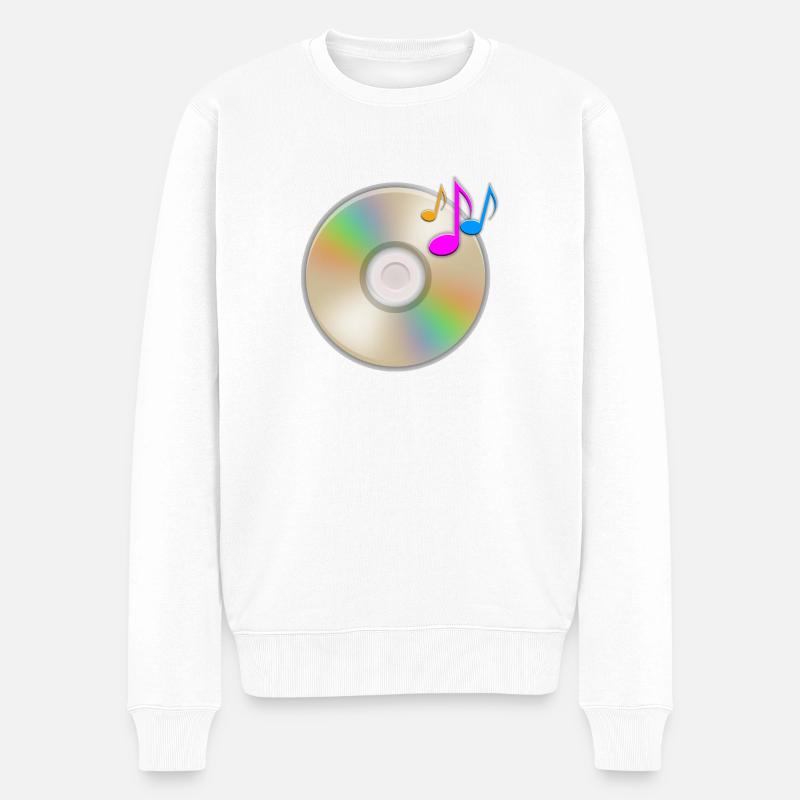 Musik CD schwebende Noten - Männer Premium Bio Pullover - Weiß