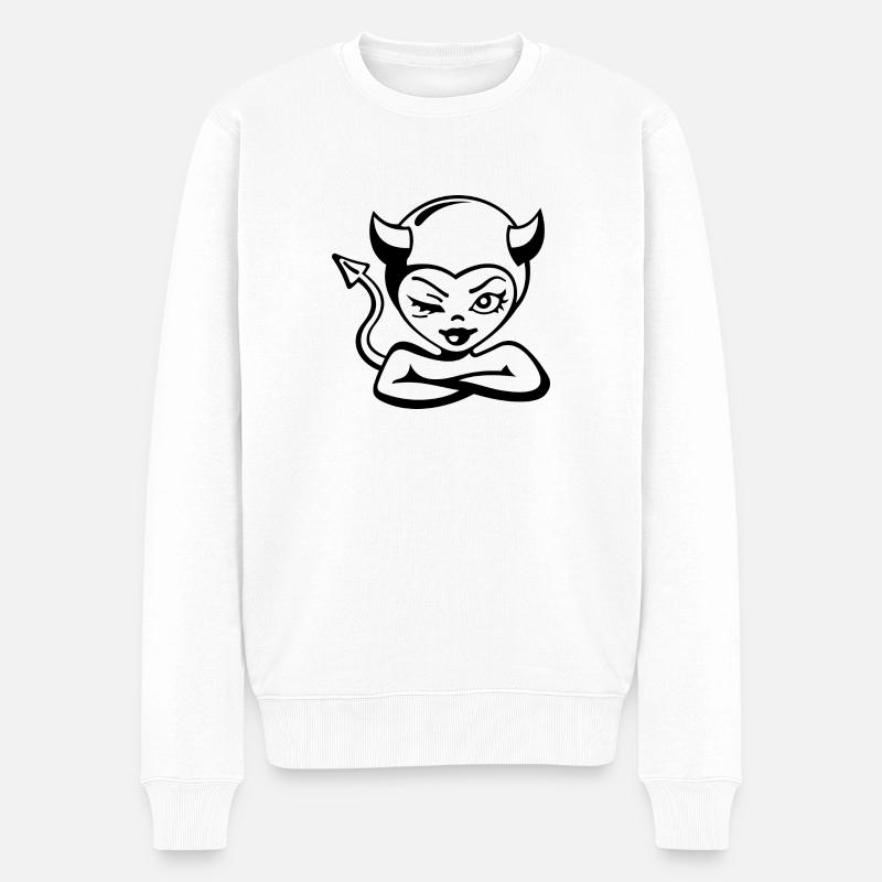 Devil Lady - Männer Premium Bio Pullover - Weiß