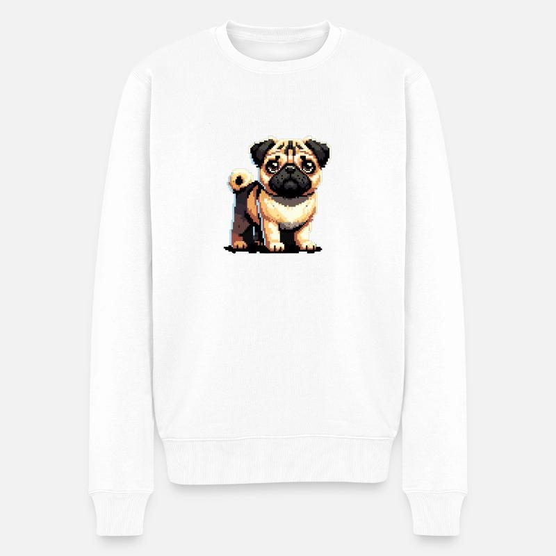 Carlin pixel - Pull Premium bio Homme - blanc