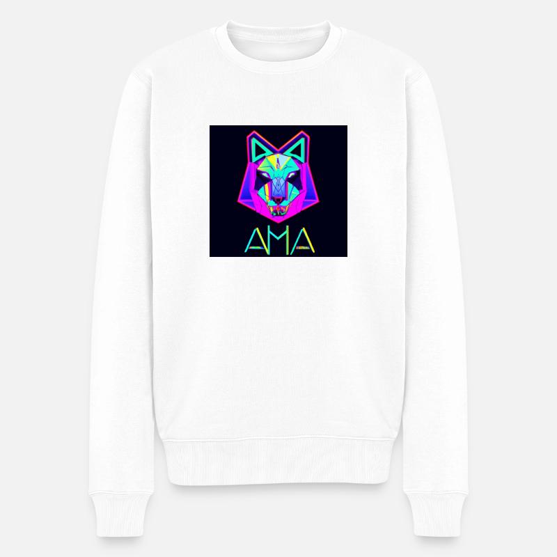 Animal Potrait NEON PopArt - Pull Premium bio Homme - blanc