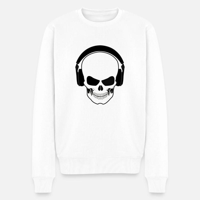 Schädel und Helm - Männer Premium Bio Pullover - Weiß