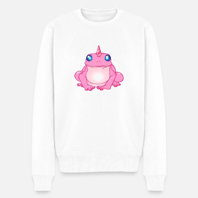 Einhorn Kröte Frosch Pink - Männer Premium Bio Pullover - Weiß