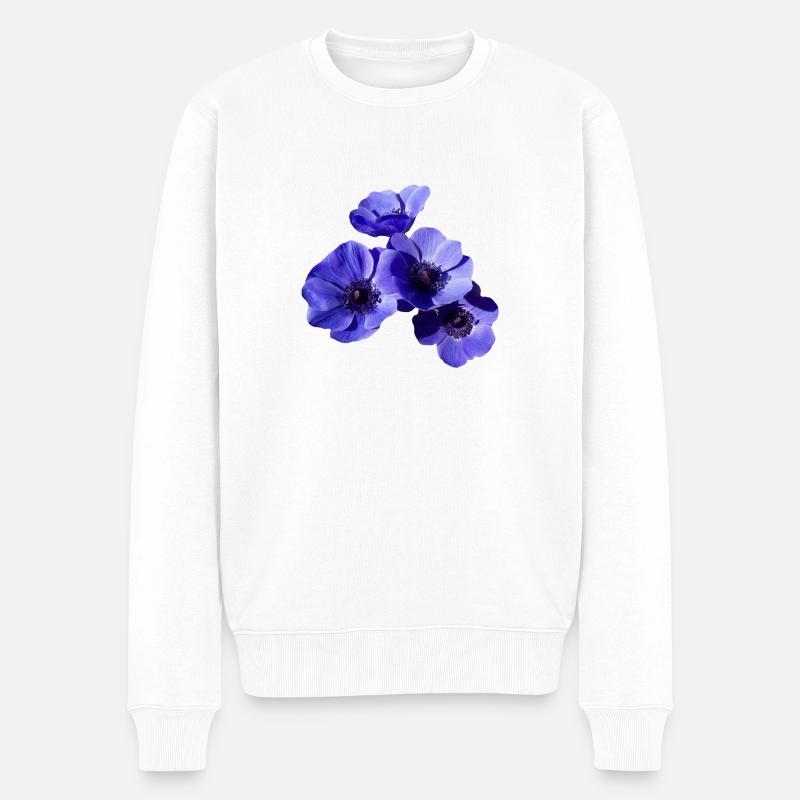 blaue Blumen - Männer Premium Bio Pullover - Weiß