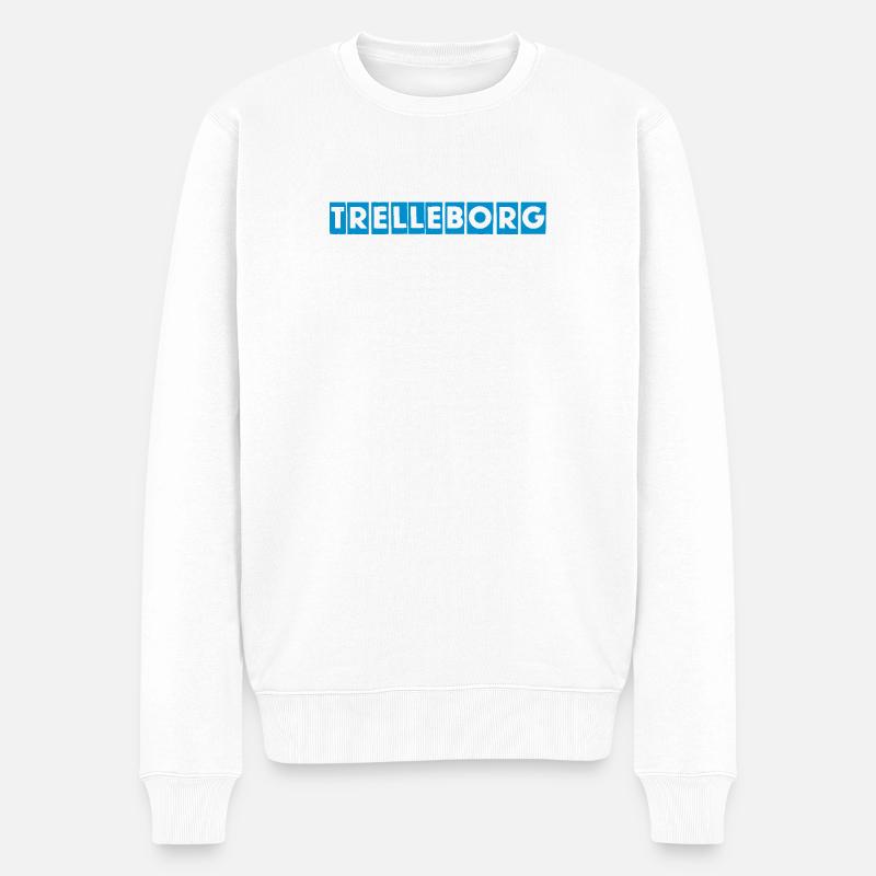 Trelleborg – Conception de texte bleu - Pull Premium bio Homme - blanc