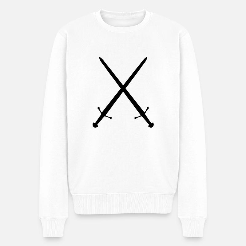 crossed swords - Männer Premium Bio Pullover - Weiß