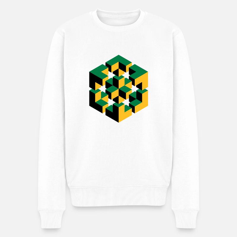 Figure impossible imagination géométrie cube Escher - Pull Premium bio Homme - blanc