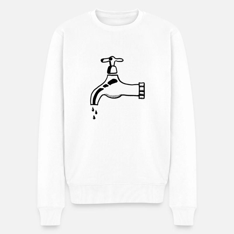 Klempner Wasserhahn - Männer Premium Bio Pullover - Weiß