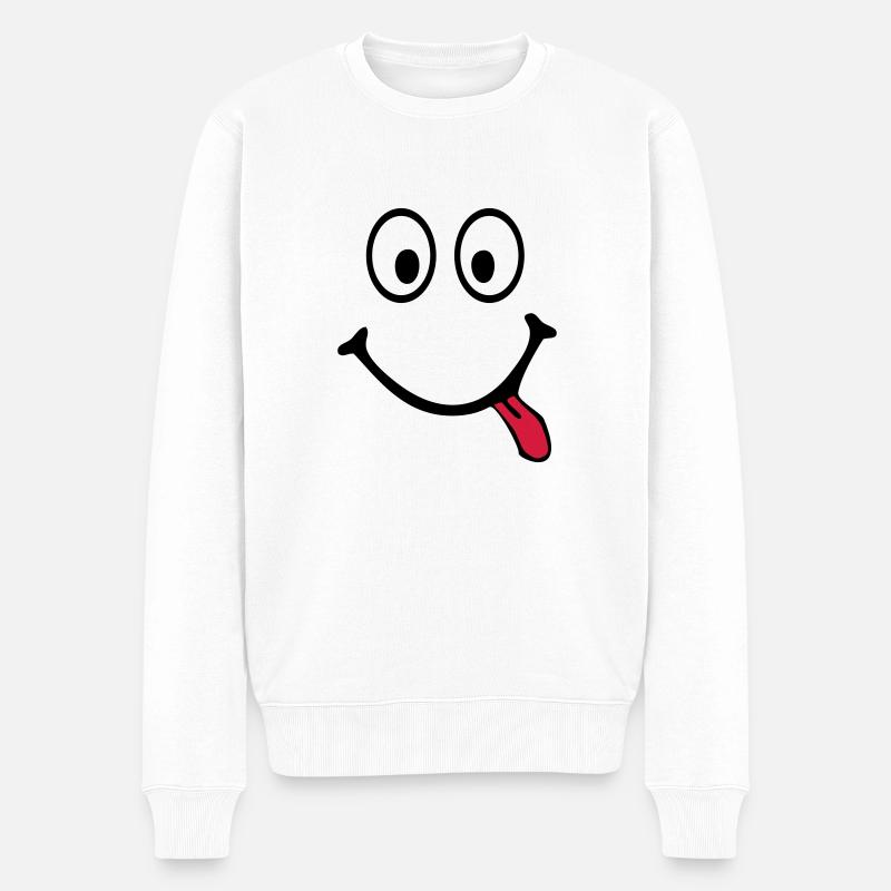 smiley - Männer Premium Bio Pullover - Weiß