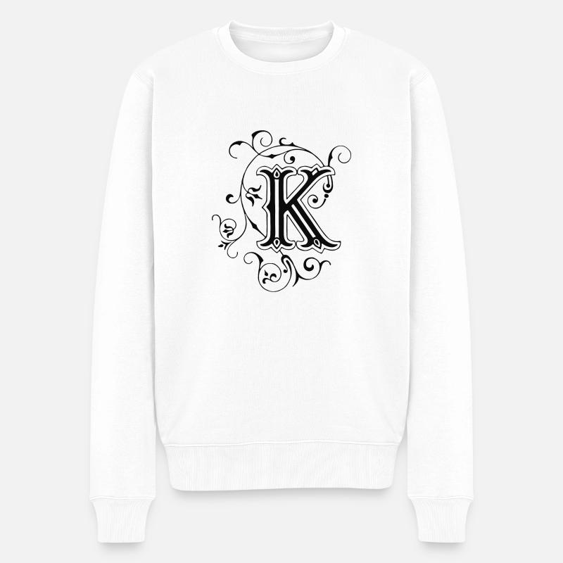 Buchstabe-K-Verzierung - Männer Premium Bio Pullover - Weiß