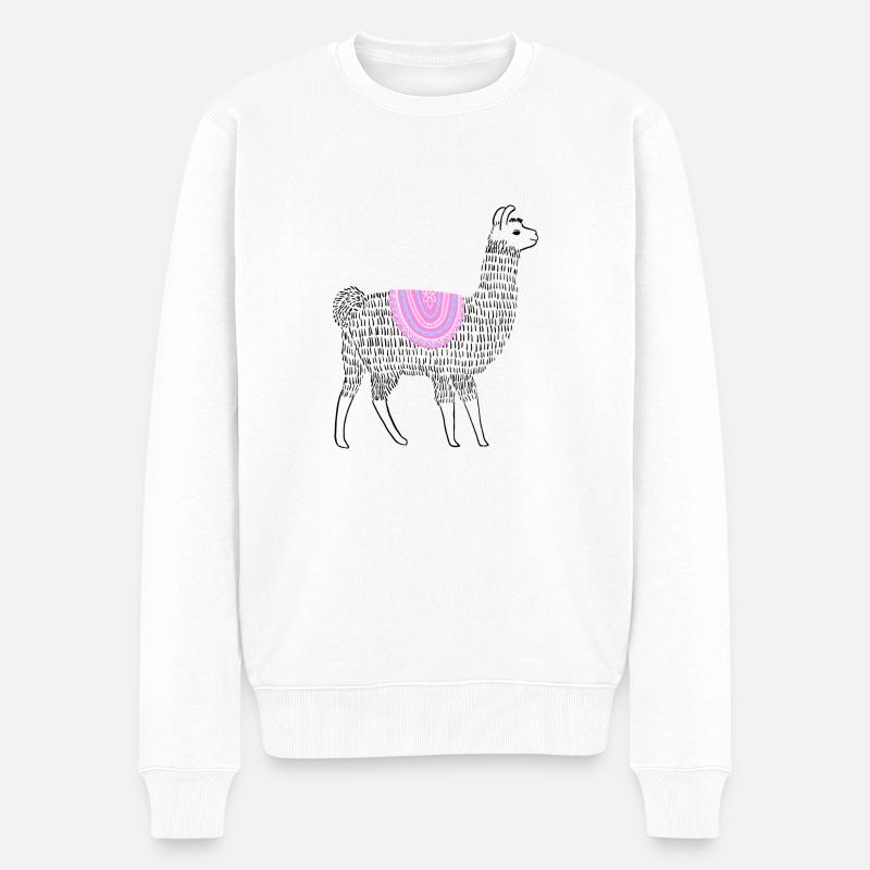 Boho Lama - Männer Premium Bio Pullover - Weiß