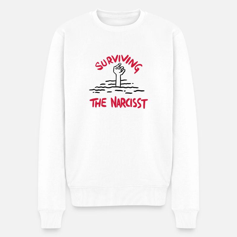 Surviving the Narcisst - Männer Premium Bio Pullover - Weiß