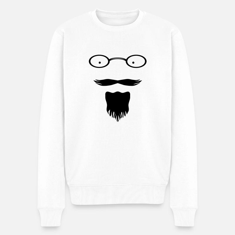 The Mad Professor Schnurrbart und Bart Combo - Männer Premium Bio Pullover - Weiß