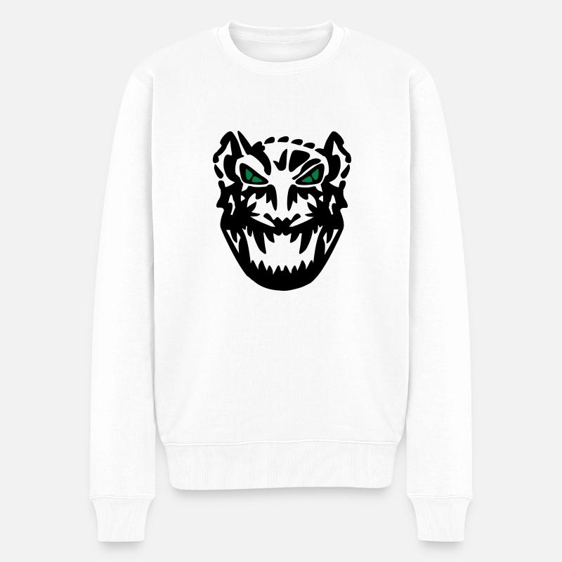 tiger_ear_vec_2 de - Männer Premium Bio Pullover - Weiß