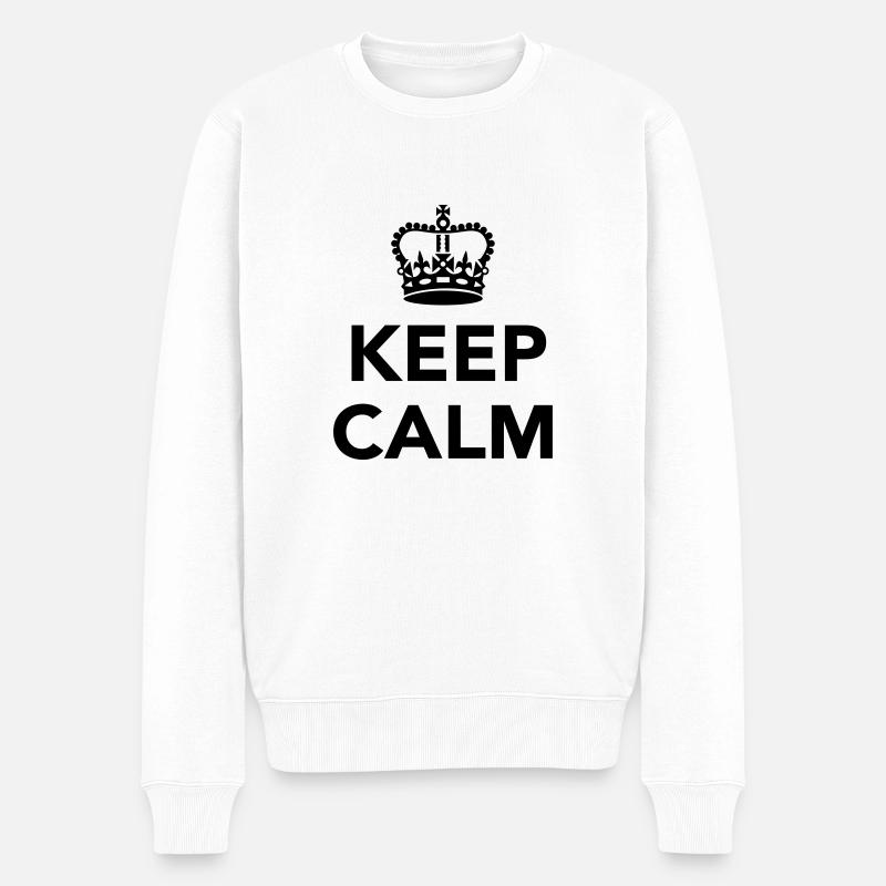 Keep calm - Männer Premium Bio Pullover - Weiß