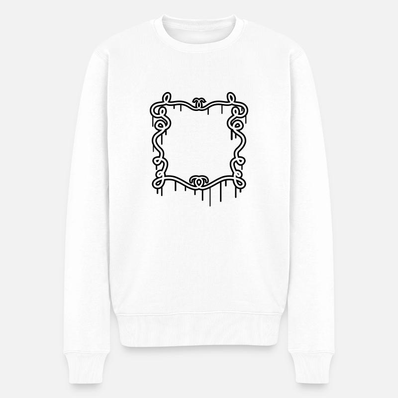 Künstlerischer Graffiti Rahmen - Männer Premium Bio Pullover - Weiß