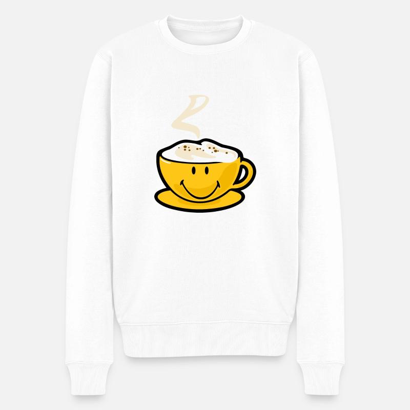 Smiley Capuccino - Männer Premium Bio Pullover - Weiß