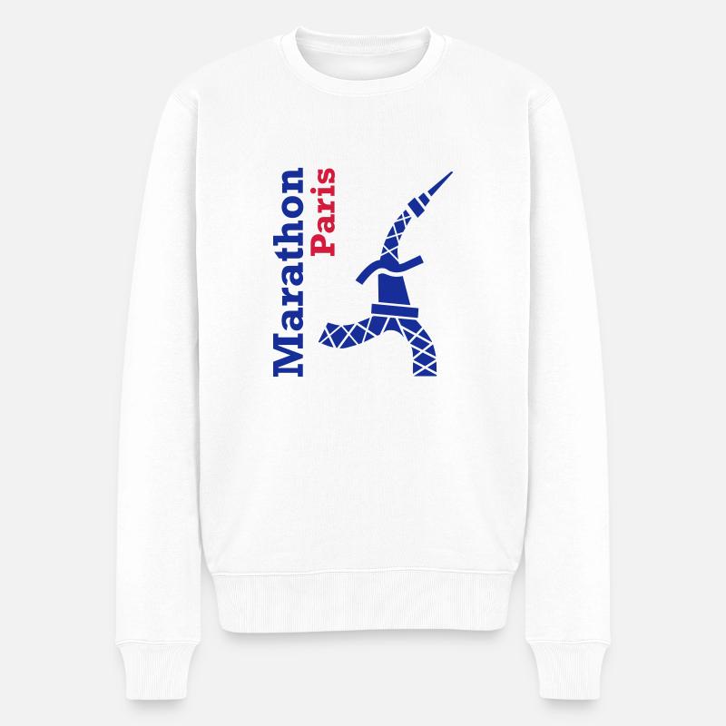 paris_marathon_Tour Eiffel - Pull Premium bio Homme - blanc