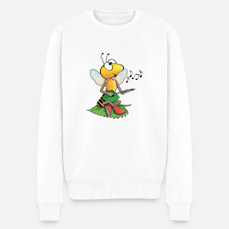 singende Biene - Männer Premium Bio Pullover - Weiß