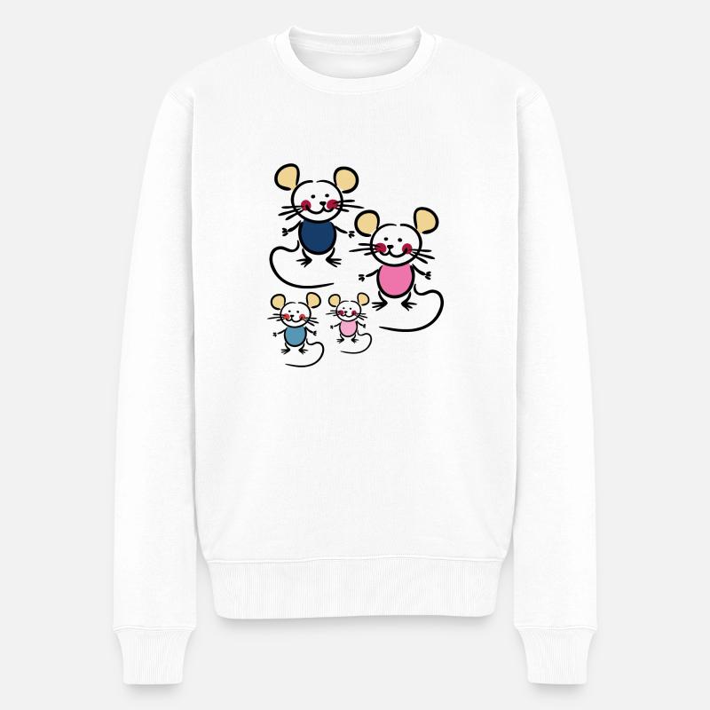 Familie mit zwei Kindern - Männer Premium Bio Pullover - Weiß