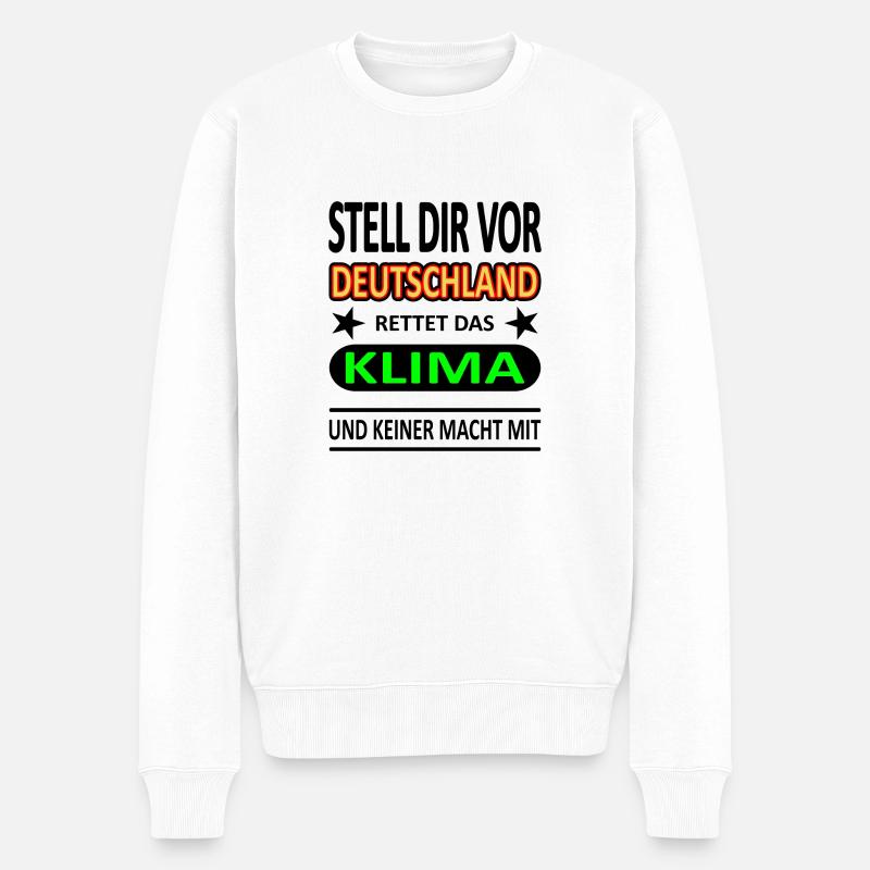 Deutschland rettet das Klima - Version 1-Satire - Männer Premium Bio Pullover - Weiß