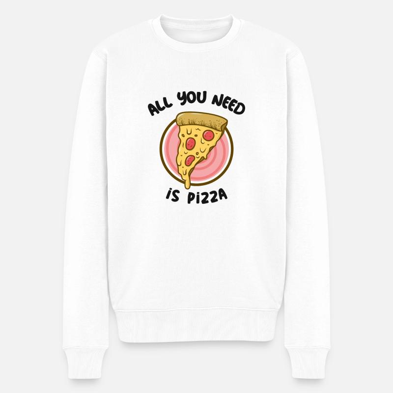 Pizza Pizza - Männer Premium Bio Pullover - Weiß