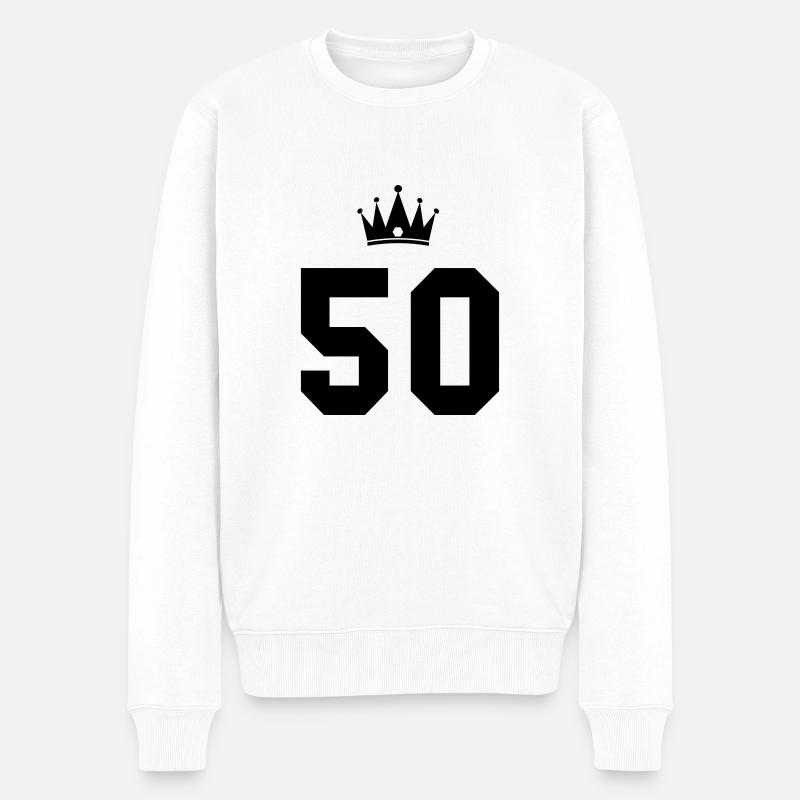 50 Krone - Männer Premium Bio Pullover - Weiß