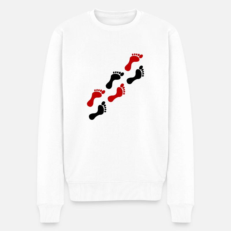 Fußspuren - Männer Premium Bio Pullover - Weiß