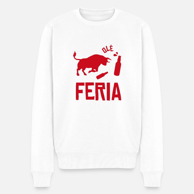 Feria Bull Alkohol Aperitif - Männer Premium Bio Pullover - Weiß