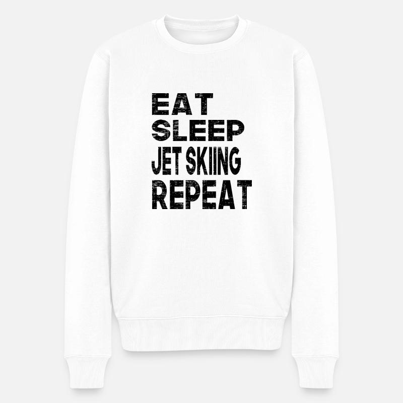 Eat Sleep Jet Skiing Repeat - Männer Premium Bio Pullover - Weiß