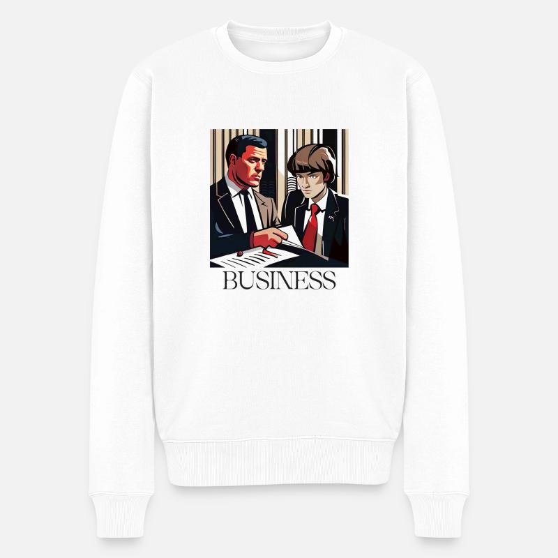 BUSINESS - Männer Premium Bio Pullover - Weiß