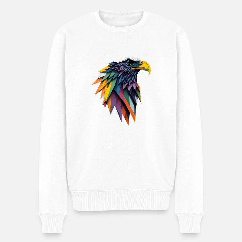 Polygonaler Adlerkopf - Männer Premium Bio Pullover - Weiß