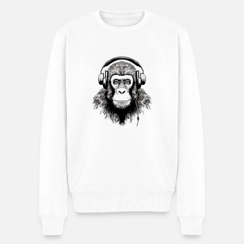 Chita, der audiophile Affe - Männer Premium Bio Pullover - Weiß