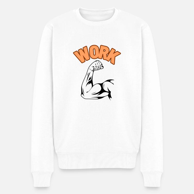 Work - Männer Premium Bio Pullover - Weiß