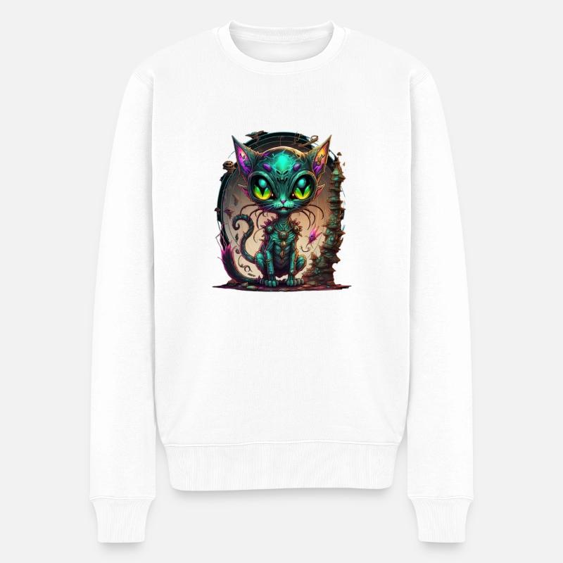 Chat Galaxy - Pull Premium bio Homme - blanc