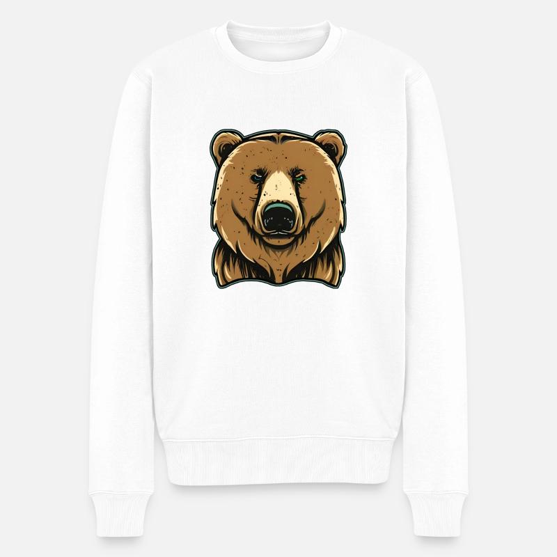 Großer Grimmiger Bär - Männer Premium Bio Pullover - Weiß
