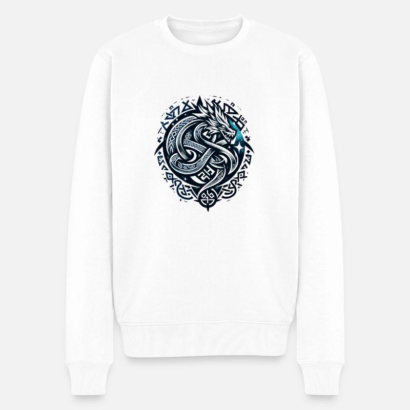 Keltische Drachenmajestät - Männer Premium Bio Pullover - Weiß