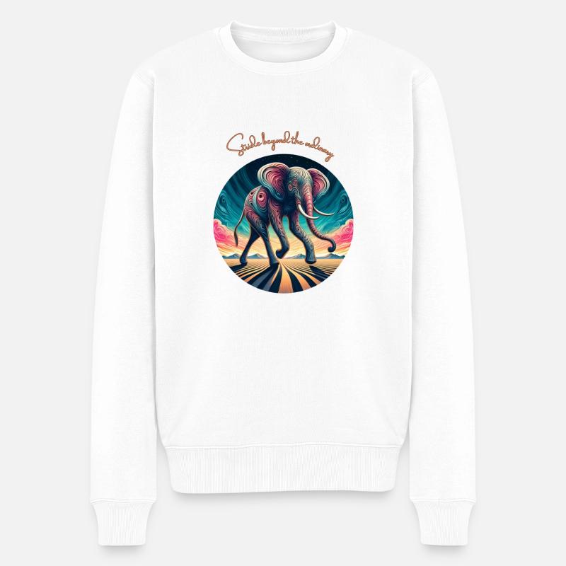 Surreal Desert Elephant - Männer Premium Bio Pullover - Weiß