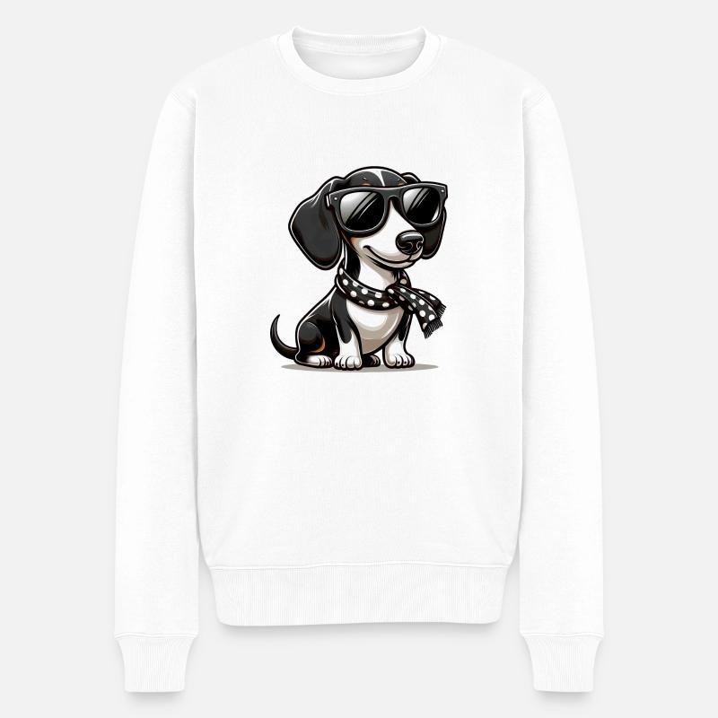 Chien teckel mignon - Pull Premium bio Homme - blanc