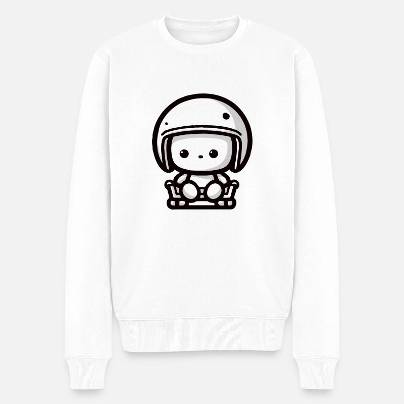 Baby Pilot - Bikerhelm - Männer Premium Bio Pullover - Weiß