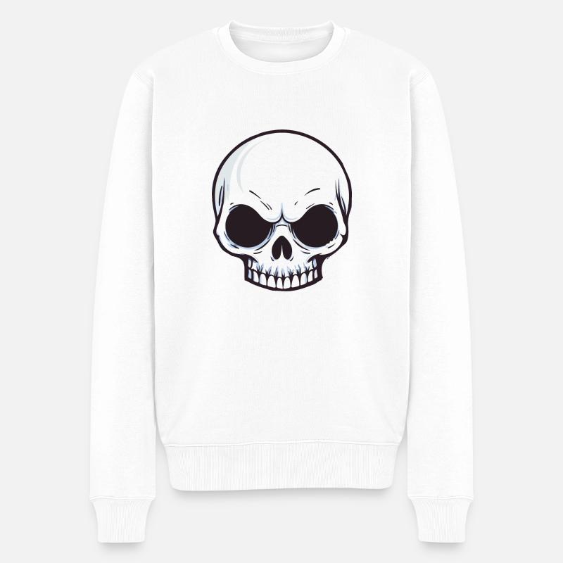 skull head - Männer Premium Bio Pullover - Weiß