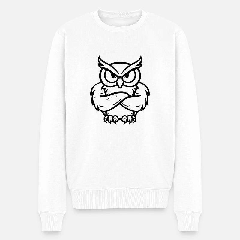 eule comic - Männer Premium Bio Pullover - Weiß