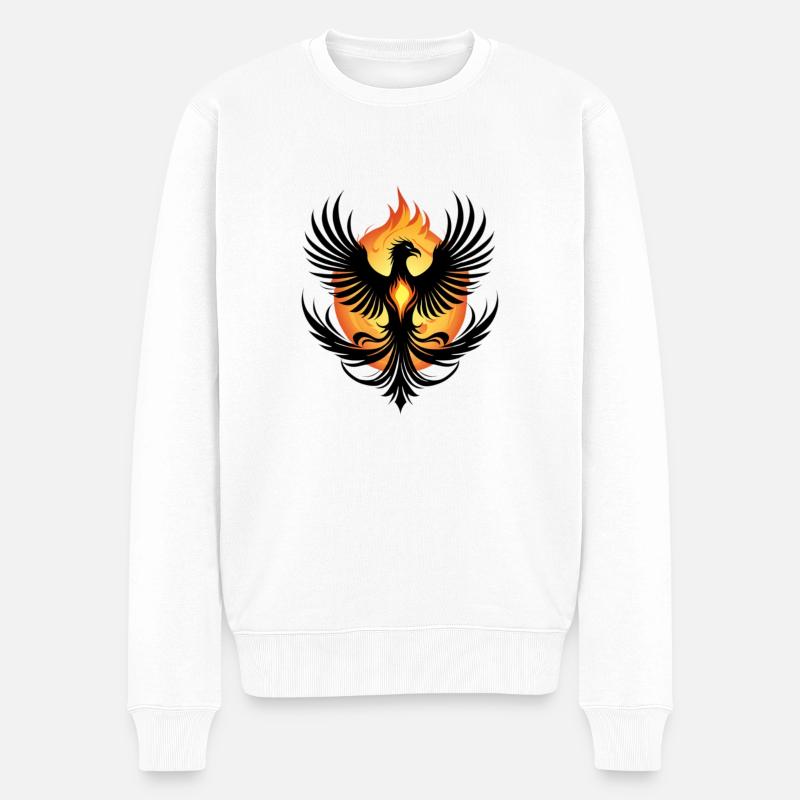 Feuriger Phönix - Männer Premium Bio Pullover - Weiß