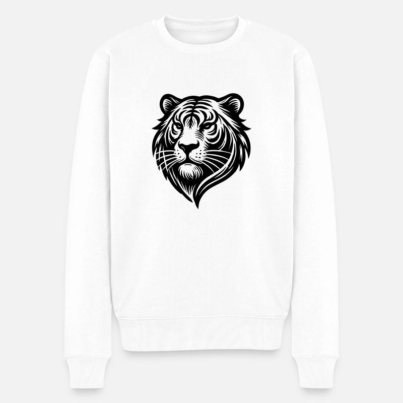 Tigerkopf-Logo - Männer Premium Bio Pullover - Weiß
